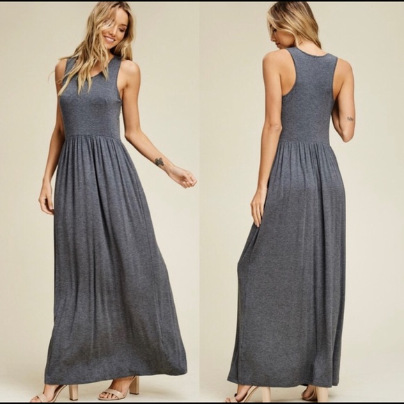 🔥 Last One!! Gray Maxi Dress, Long Tank 🔥 - Picture 4 of 4